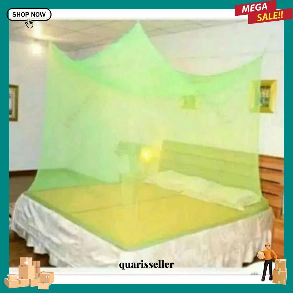 มุ้งสี่เหลี่ยมจัมโบ้ขอบขาว (200X200X200) บางet