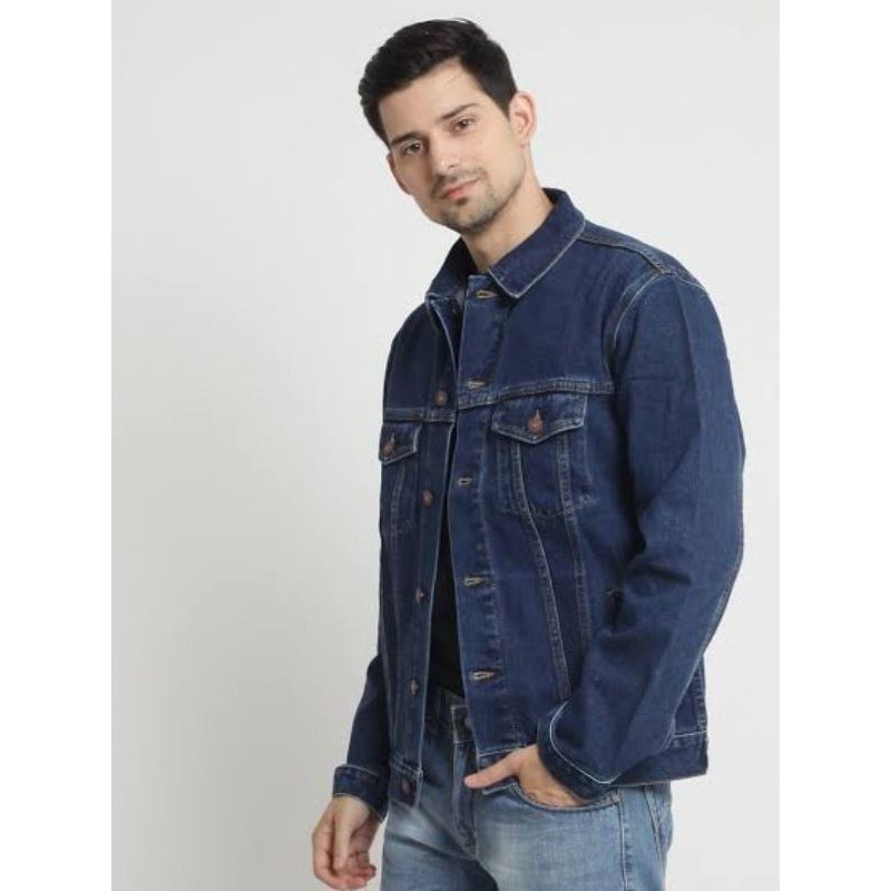 Znine store แจ็คเก็ตยีนส์ Biowash แบบหนาสําหรับผู้ชาย - เสื้อแจ็คเก็ตยีนส์ลําลองสตรีทแวร์สุดเท่