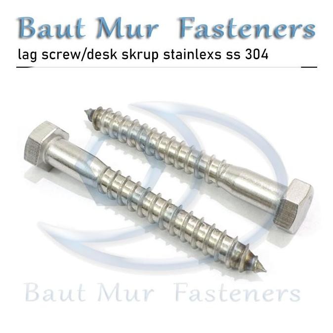 LAG SCREW / DESK SCREW STAINLESS 5/16 X 4 INCH SS 304