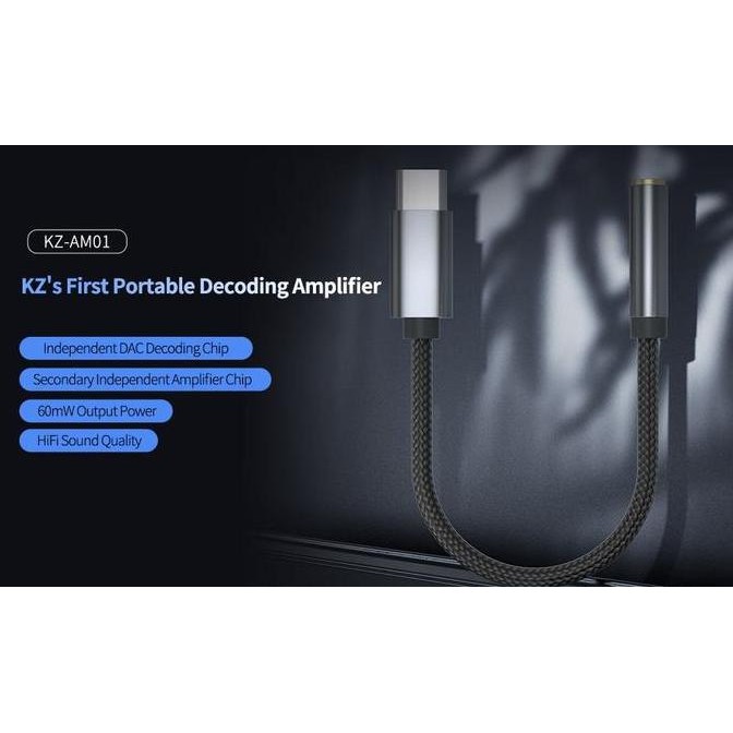 JB KZ AM01 แบบพกพา Type C ถึง 3.5 มม. ถอดรหัส Amplifier DAC Jack Adaptor None