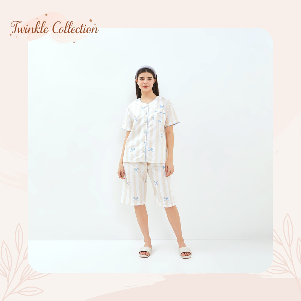 KATUN GREET NIGHT WEAR ชุดนอนสตรีกางเกงยาวถึงเข่า 3/4 ผ้าฝ้ายญี่ปุ่นพรีเมี่ยม K-791 BD