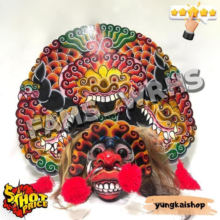 Barongan Telon Vip Size 22 Full Wood Barongan Caplokan Kayu Red Fire