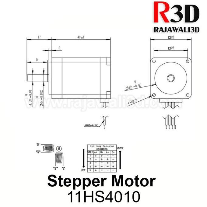Up Stepper Motor Nema 11 Hanpose 11Hs4010 40Mm Nema 11 Stepper Motor 28Bygh40 1A 0.12NM