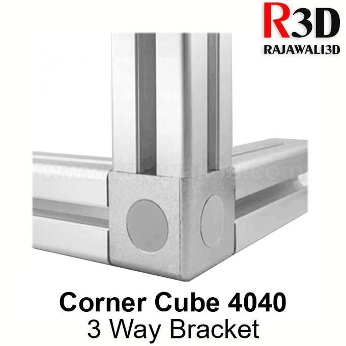 Up Aluminium Cubic Profile / Cube Corner Bracket Square Corner With Cap 4040 Silver