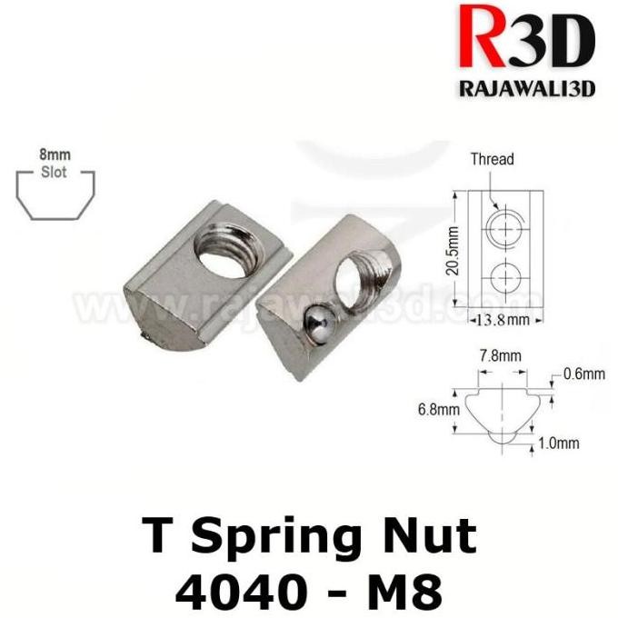 Up T Nut M8 Tee Nut T Spring Nut 40-M8 อลูมิเนียมโปรไฟล์ 4040