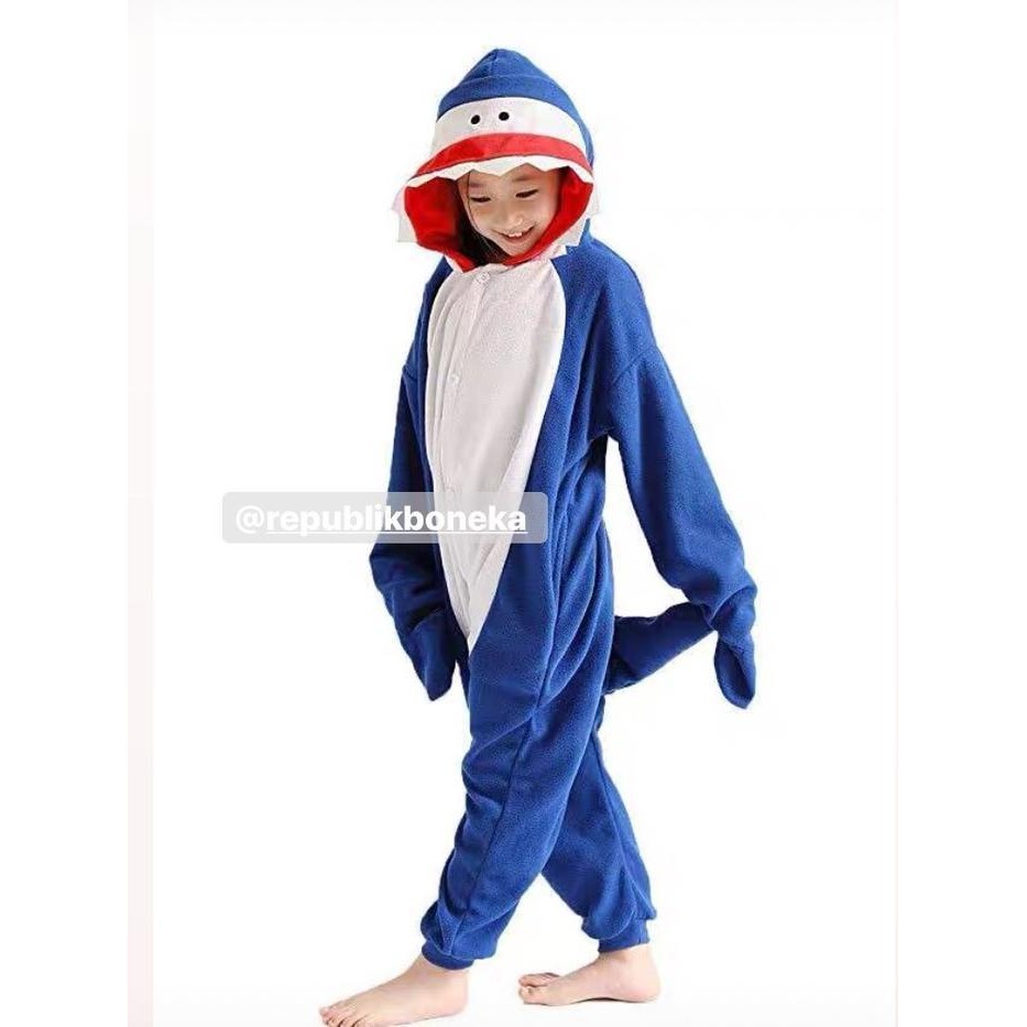 Baby Shark Doll Onesie เครื่องแต่งกาย Blue Shark ชุดนอนเด็กคอสเพลย์นําเข้า
