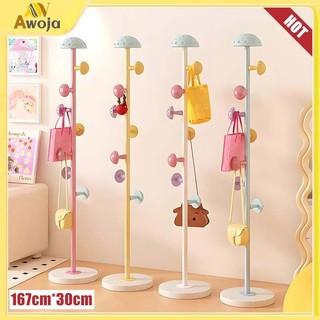 Gantungan Baju Jamur Rak Pakaian Vertikal Berdiri Di Lantai Hanger Mantel Besi Sederhana Rak Mantel Kamar Tidur Rak Mantel Aula Berdiri Sendiri dengan 7 Gantungan Jamur untuk Pintu Masuk, Lorong, Kamar Tidur, Merah Muda 167cm*30cm cxw