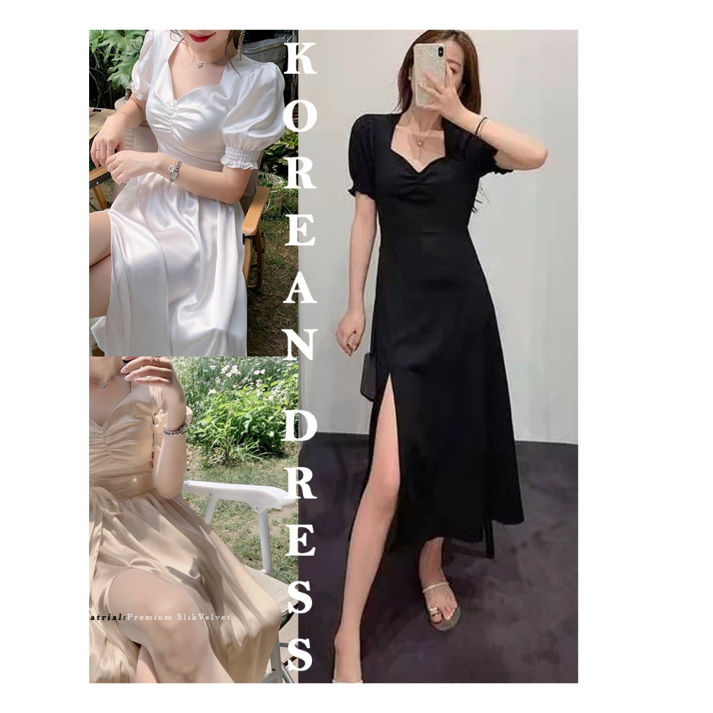 A023| HAWA สไตล์เกาหลีวินเทจ MIDI CHRISTMAS DRESS LUXURY PLAIN PARTY DRESS DRS A023| DailyMode.id By