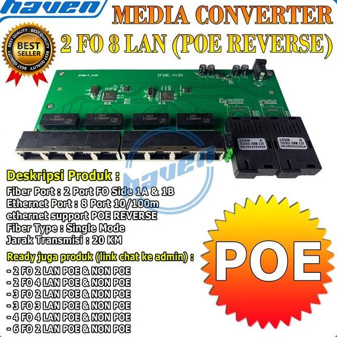 จัดส่งฟรี - Media Converter 2 พอร์ต FO 8 พอร์ต LAN PCB POE / Media Converter 2 FO 8 LAN PCB POE สวิท