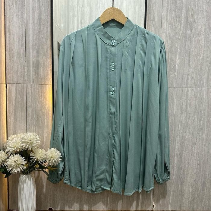 RHS ZOYA BLOUSE - เสื้อจัมโบ้เรยอนธรรมดาคอปกเซี่ยงไฮ้เสื้อโอเวอร์ไซส์ LD 130