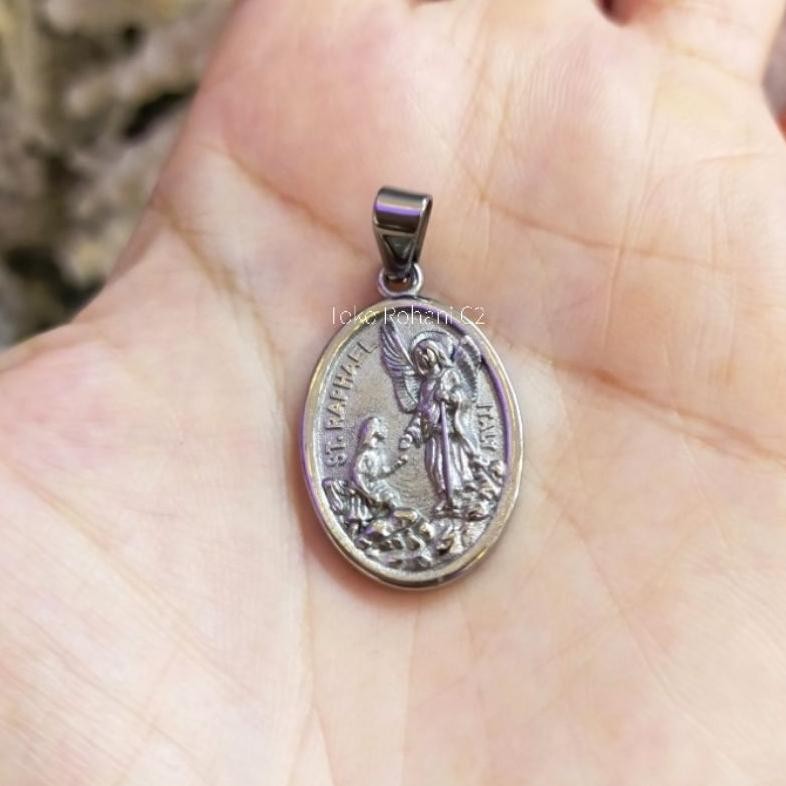 Th-23 Ad-3 จี้ Saint Rafael 2Cm Titanium Oval Sgz202A (6549) - Saint Rafael Pendant - Saint Rafael M