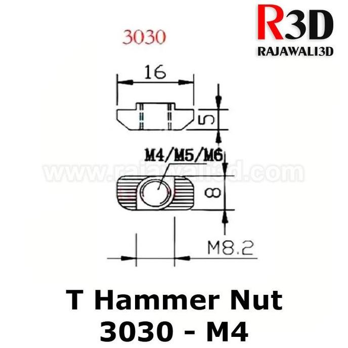 Up T Nut M4 Tee Nut T Hammer Nut 30-M4 Drop In Aluminium Profile 3030