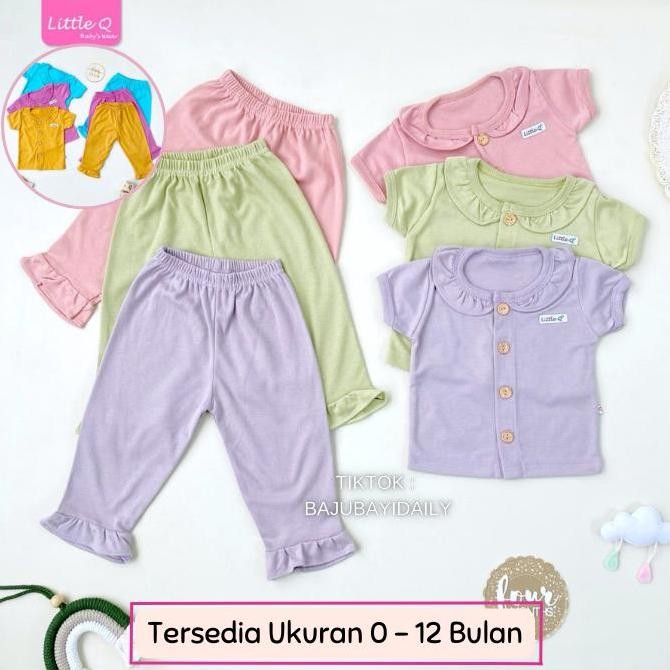 KATUN LJ LITTLE Q 3 ชุด CPR RUFFLE / Ruffled ปุ่มด้านหน้าชุด NEWBORN BABY GIRL เสื้อผ้า 0 6 12 MONTH