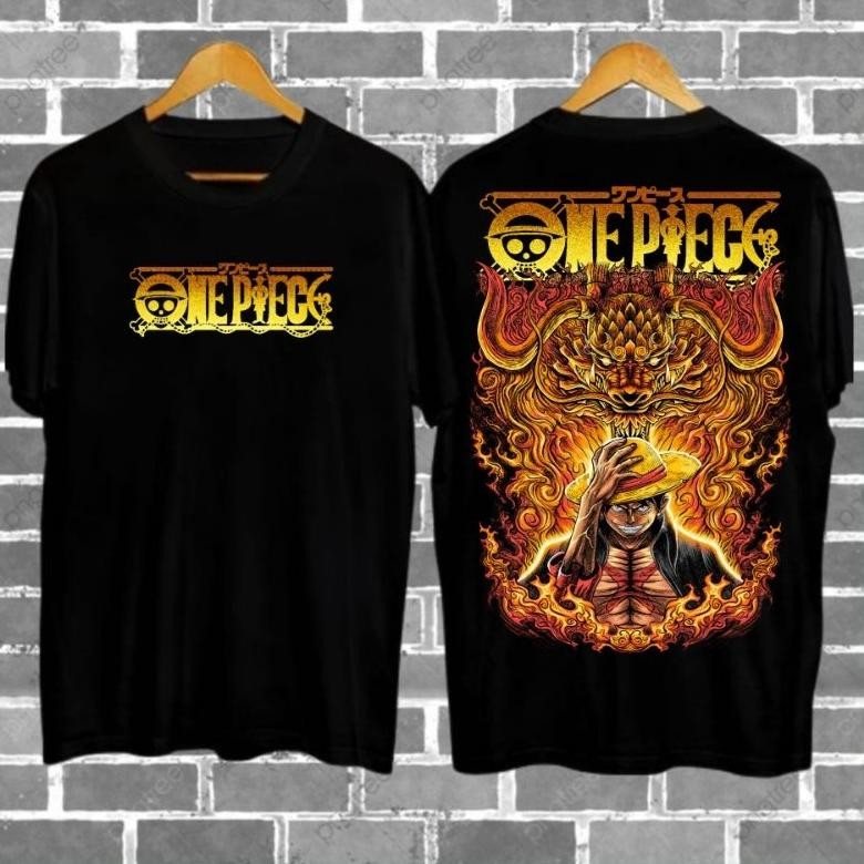 Premium Mens Distro T-Shirt Luffy Gold Motif Distro T-Shirt Premium Distro T-Shirt