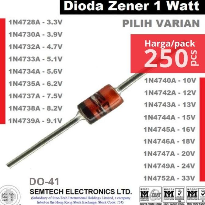 WHOLESALE PACK - DIODE ZENER DIODE 1 WATT 1W 3.3V-33V 1N4728-1N4752 5V1 5V6 12V 15V 24V