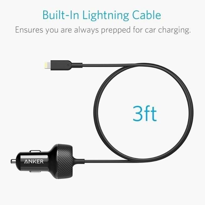 Anker Powerdrive 2 Elite พร้อมเครื่องชาร์จในรถยนต์ขั้วต่อ Lightning - A2214