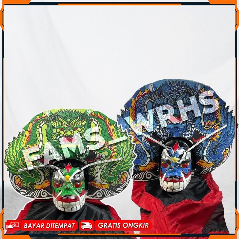 MERAH HIJAU (ดีที่สุด) (ดีที่สุด) Jumbo Size Childrens Barongan Devil Sponge Barongan Blue Green Red