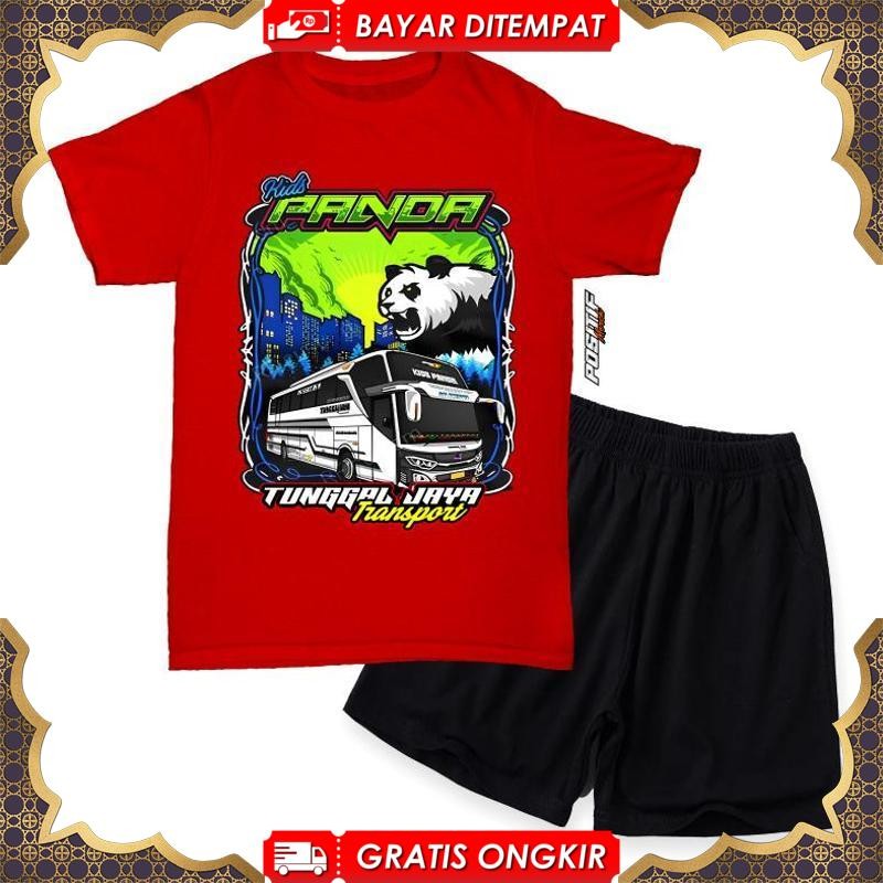 ชุดเสื้อยืด Bus Kids Panda สําหรับเด็กชายและเด็กหญิง Viral ล่าสุด 2025 GA-70