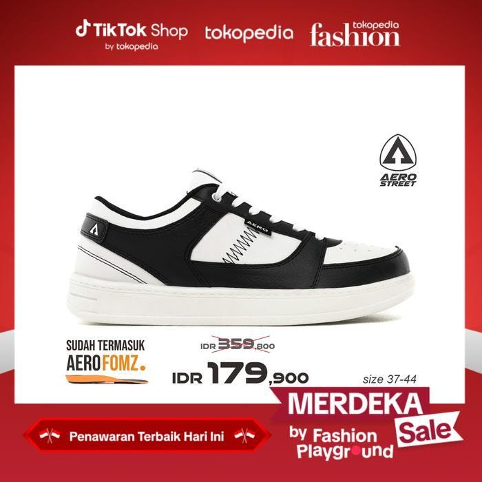 BE Aerostreet 37-44 Hoops Low 2.0 สีขาวสีดําสีขาว - รองเท้าผ้าใบลําลอง