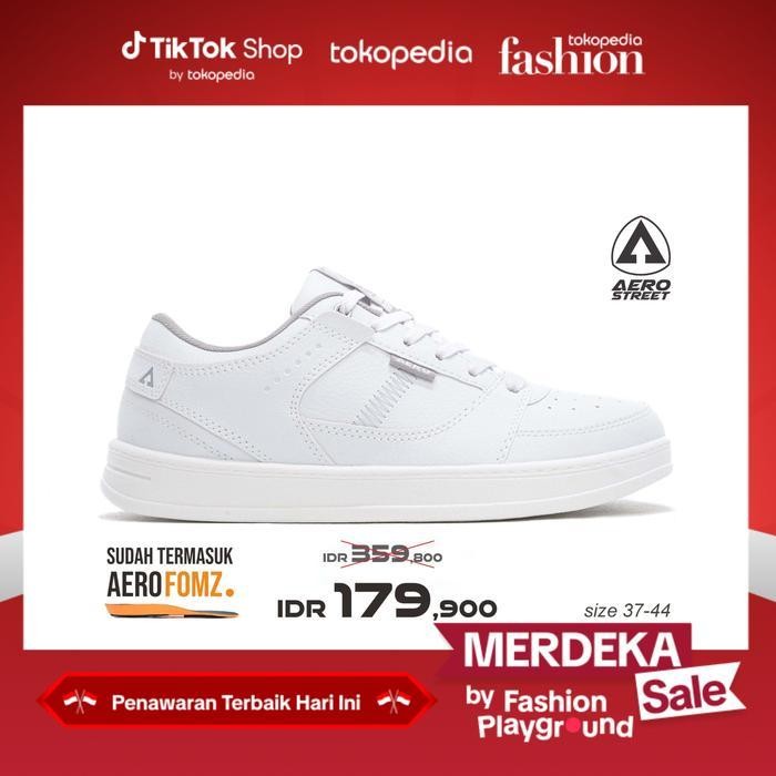 BE Aerostreet 37-44 Hoops Low 2.0 สีขาว เทาอ่อน - รองเท้าผ้าใบลําลอง