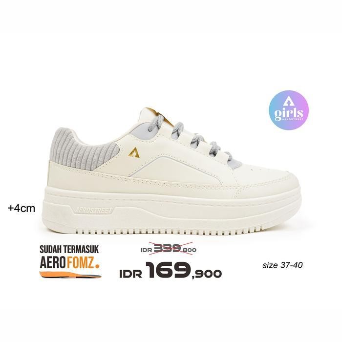 BE Aerostreet 37-40 Olivia Natural Light Grey - รองเท้าผ้าใบผู้หญิง