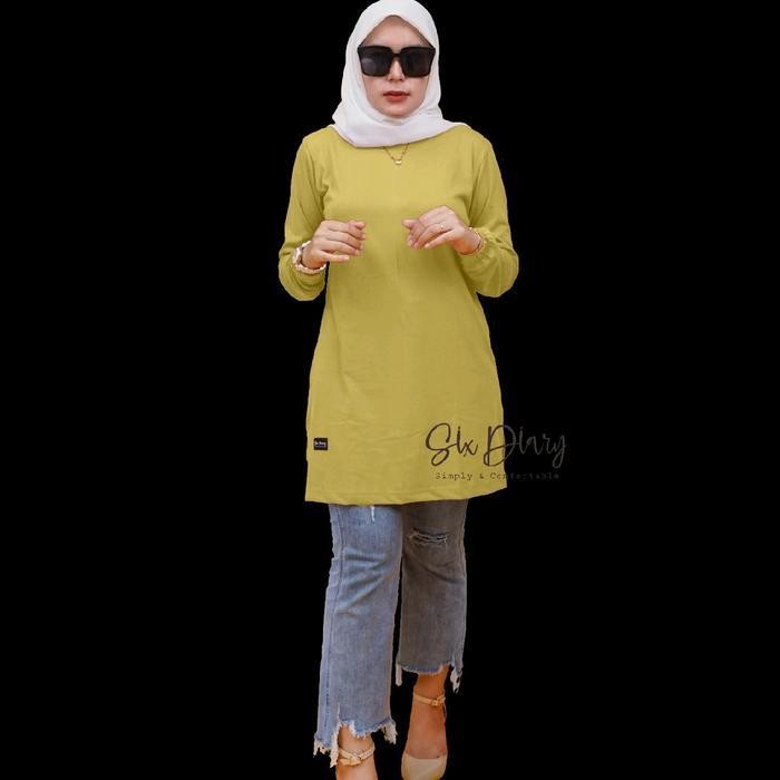 GS Womens Top Plain Tunic จีบแขน Six Diary Original Plain