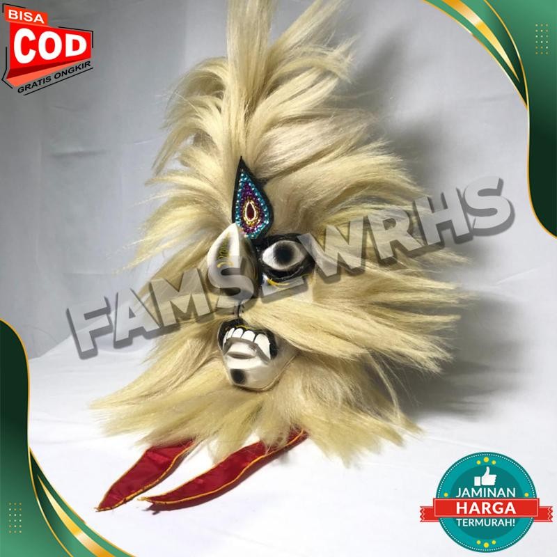สินค้าใหม่ - พรีเมี่ยม Full White Ponorogo Ganongan Mask Hm57