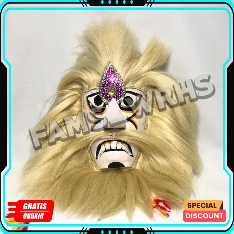 Ganongan Krooky Crown Mask Ganongan คุณภาพดั้งเดิมไม้สีขาว Variation PR-99