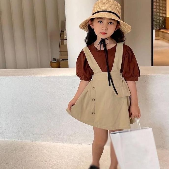 DE83 - [1-7th] IMPORTED POPPY BROWN GIRLS DRESS SET