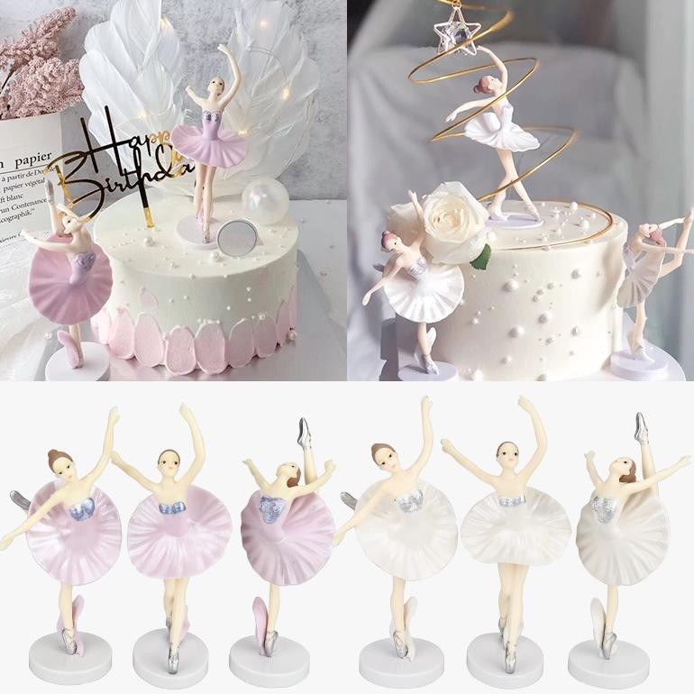 Vex-2126 (3 ชิ้น) ชุดเค้กบัลเล่ต์ / ตุ๊กตาเค้กบัลเล่ต์ / Ballerina ตกแต่งเค้กวันเกิด Vex-2126