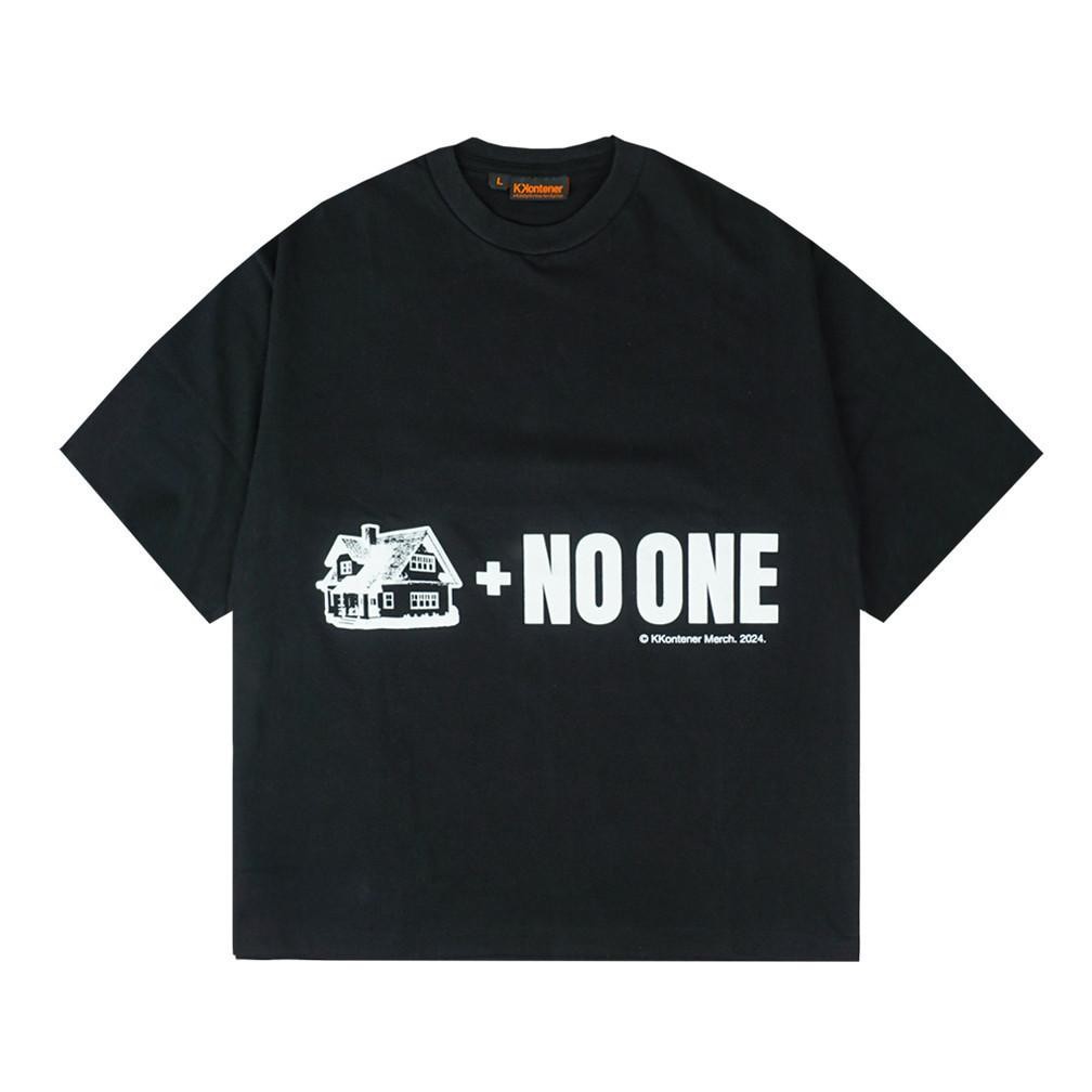 เสื้อยืด Kkontener Home Alone Relaxed Fit แน่นอน สีดํา