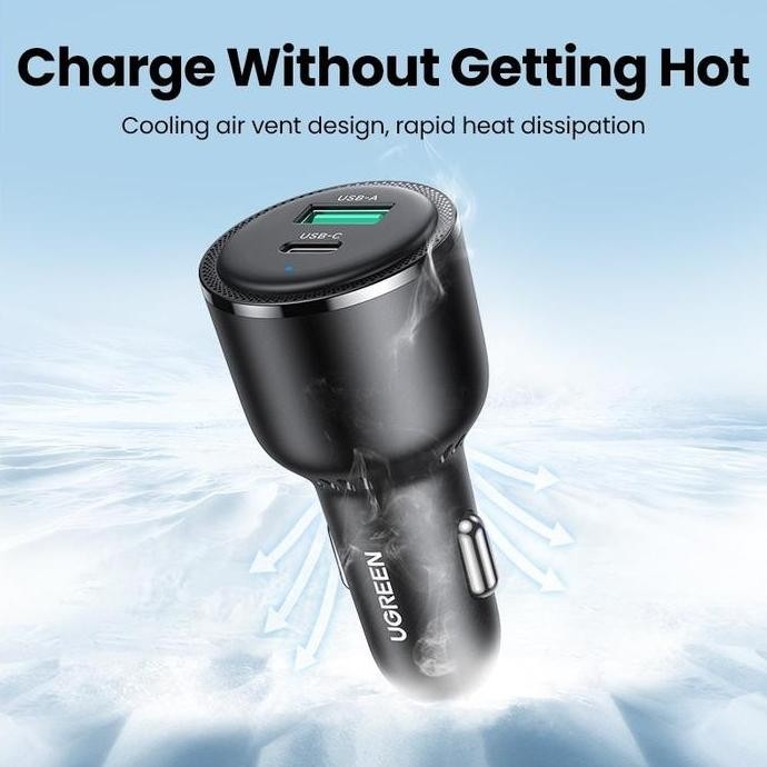 UGREEN CAR CHARGER ADAPTER USB + TYPE-C PD 63W FAST CHARGING ORIGINAL