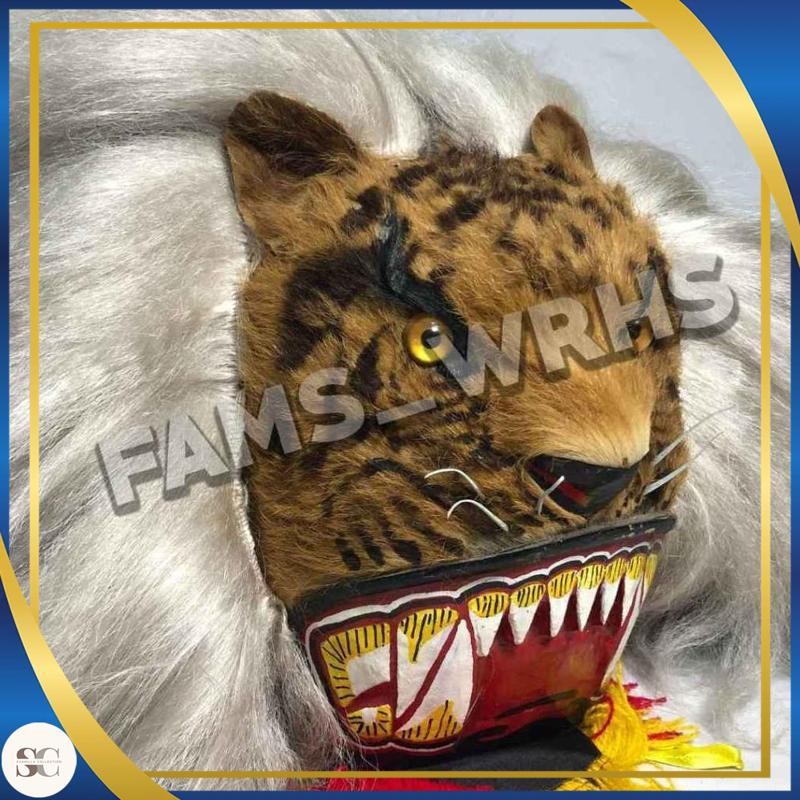 Reog Ponorogo Tiger Mask หนังแท้ สีน้ําตาล Tiger Variation Es36