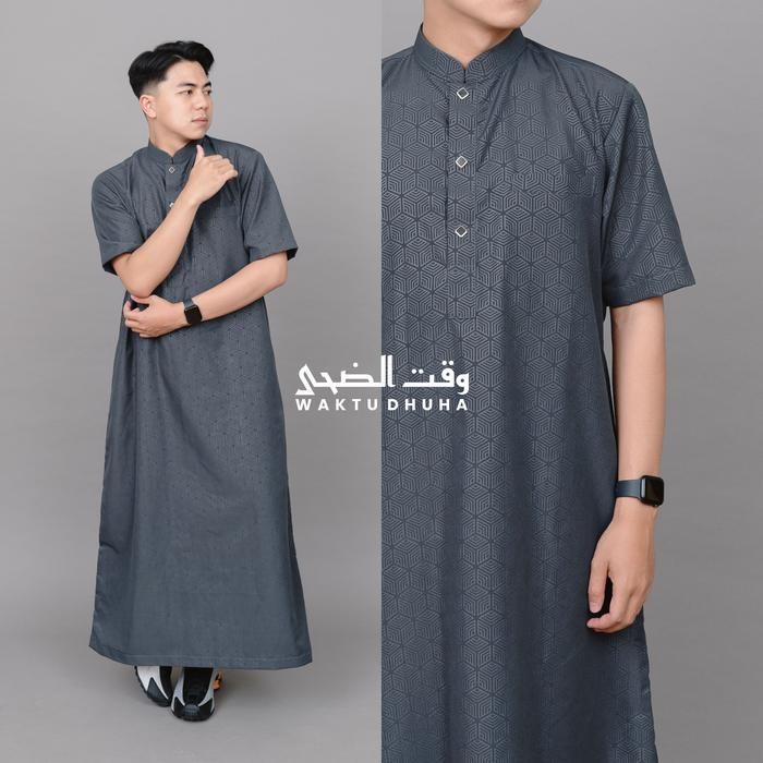 ST TIME DHUHA - Dhuha Robe ผู้ชายแขนสั้น Premium Super Cool วัสดุมุสลิมผู้ใหญ่