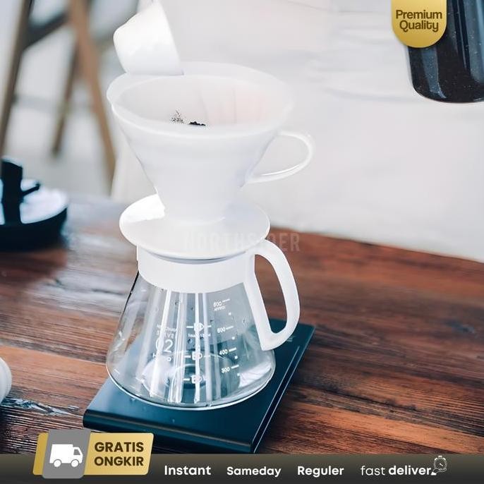 Hario V60 Plastic Coffee Dripper 02 สีขาว - Vd-02W