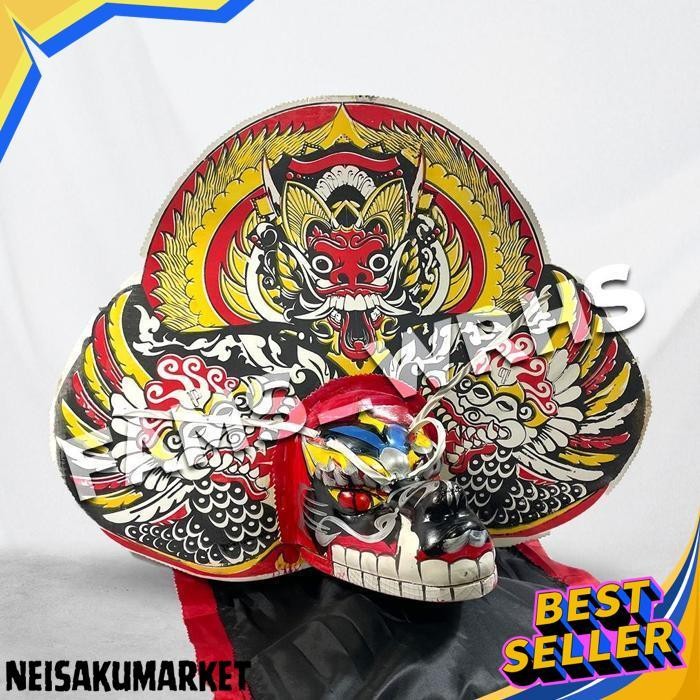 MERAH HIJAU Childrens Barongan Sponge Medium Size Balines Motif Red Yellow Green Yellow Culture Colo