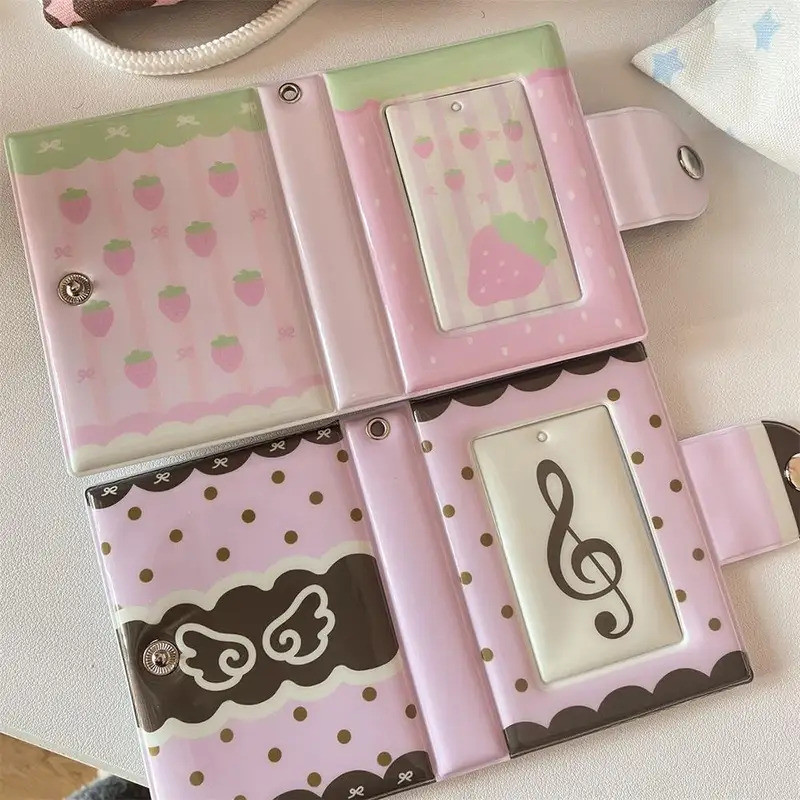 INS Photocard Binder อัลบั้มน่ารักสตรอเบอร์รี่ Mini อัลบั้มภาพ 3 นิ้ว Kpop Photocard ผู้ถือ Mini Pho