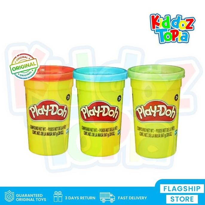 HIJAU MERAH Play Doh Playdoh Mighty Can 20oz Single 567gr น้ําเงิน เขียว แดง PDOF164