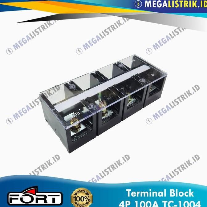 Fort Terminal Block 4P 100A TC-1004 / 4 Pole 100 Ampere Glass Block Terminal STB TC1004
