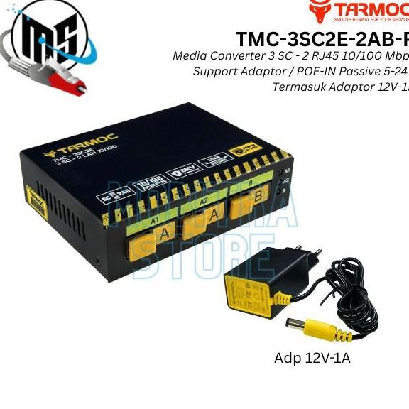 จัดส่งฟรี - Tarmoc TMC-3SC2E-2AB-P|Media Converter 3 FO 2 LAN 10/100 POE IN (5-24V)