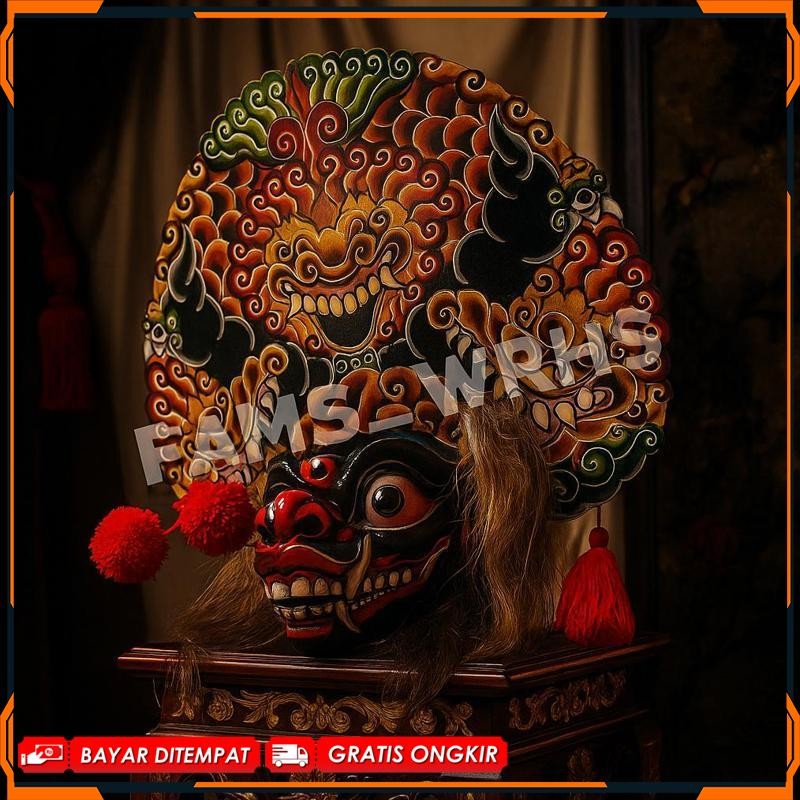 Barongan Telon Vip Size 22 Full Wood Barongan Caplokan Kayu Red Fire Xo59