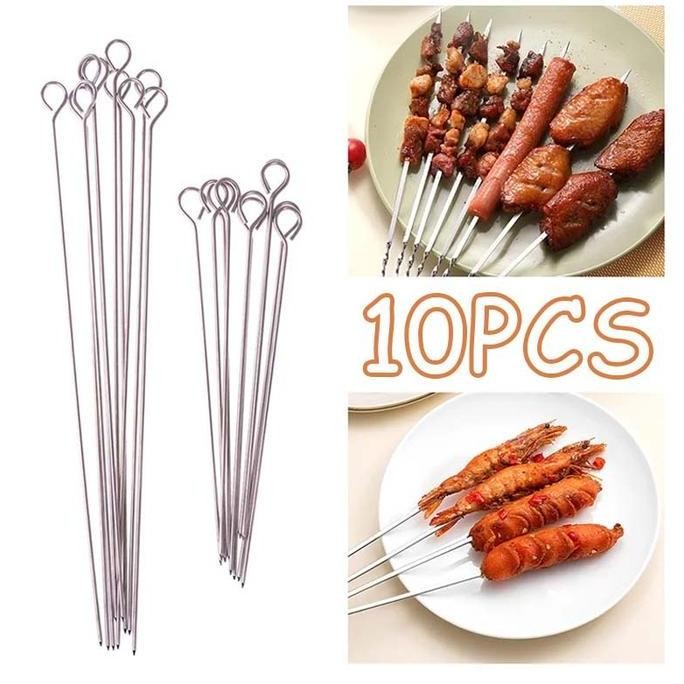 10 ชิ้นสแตนเลสไก่เป็ดเนื้อหางเข็ม Bbq Satay Skewers Yakitori Satay Skewers 15/20 ซม.เนื้อ Skewers