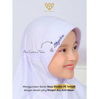 Mairaku Kerudung Anak Sekolah TK SD Request Bordir Nama Custom Naima Bergo