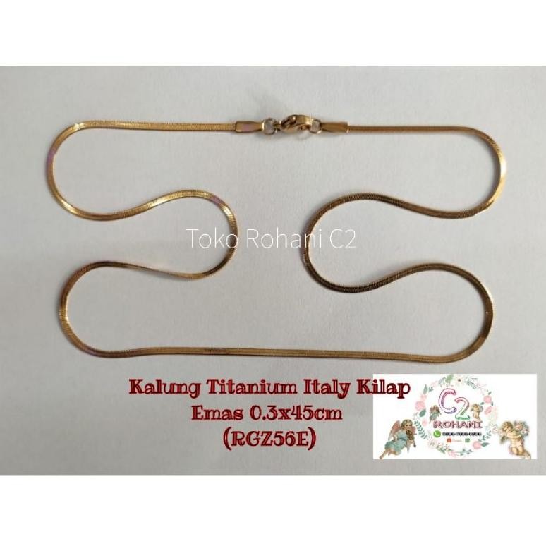 Er-6 Rg-4 สร้อยคอไทเทเนียมอิตาลีพร้อม Gold Shine 0.3X45Cm (Rgz56E) - สร้อยคอไทเทเนียม