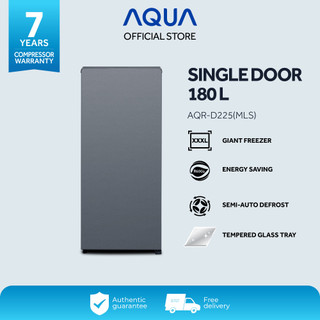 AQUA Elektronik AQR-D225(MLS) 1Door 180 L [Light Silver] - Giant Freezer - Environmental Friendly - Semi Auto Defrost - Tempered Glass Tray - Bigger Vegetable Tray - Energy Saving