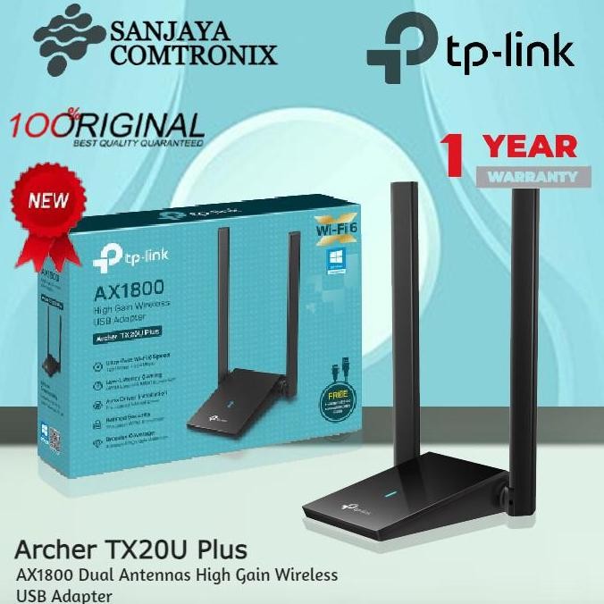 - TP-LINK Archer TX20U Plus AX1800 เสาอากาศคู่รับสัญญาณสูง USB ไร้สาย