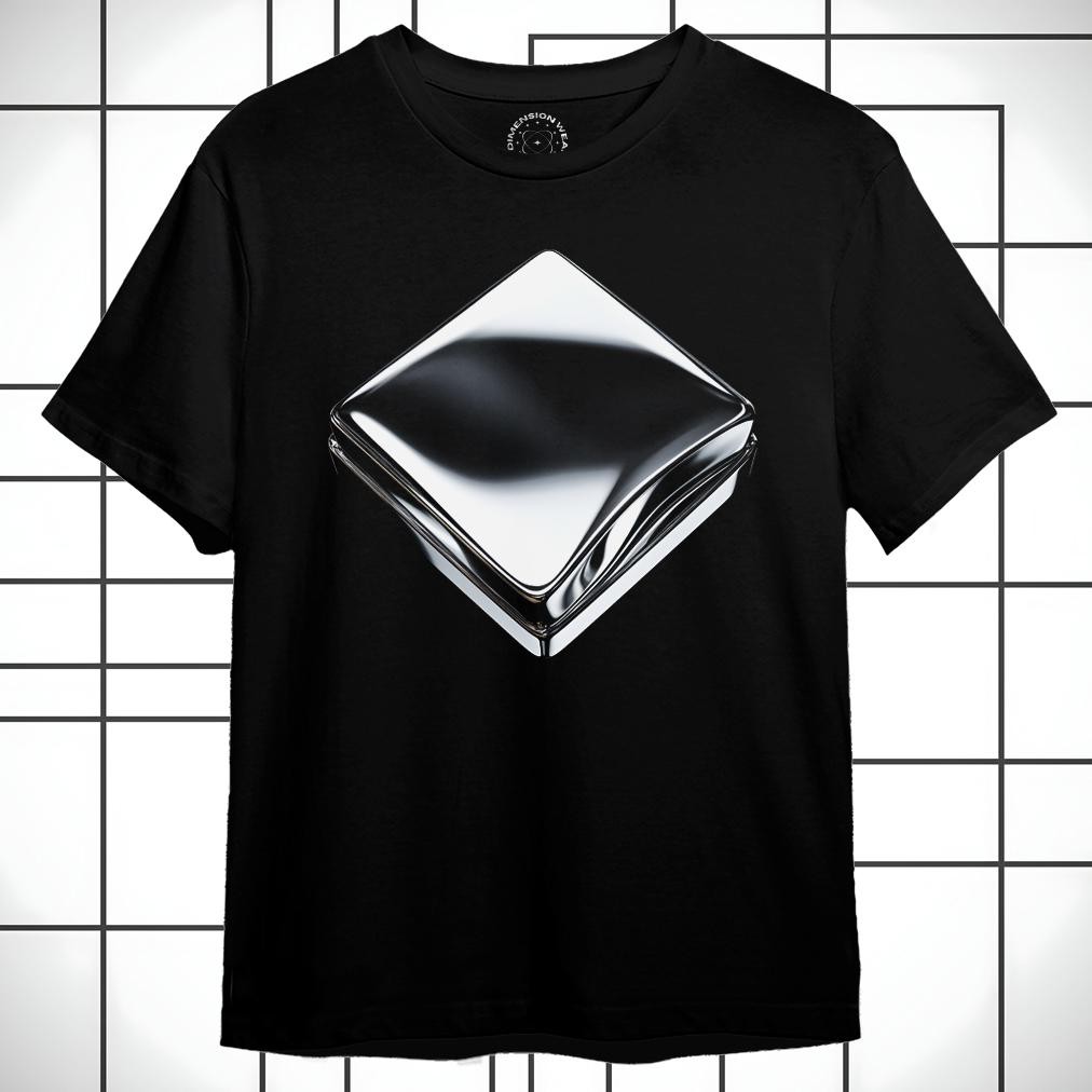 3D Square Silver Metal Premium Distro T-Shirt Dt0603