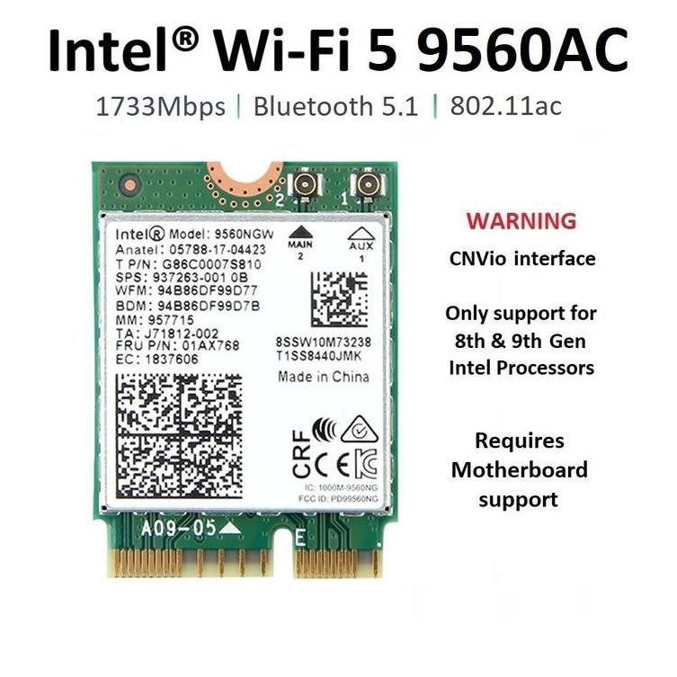 - Intel WiFi 5 9560AC การ์ดไร้สายบลูทูธ 5 M.2 NGFF 9560NGW 9560 AC