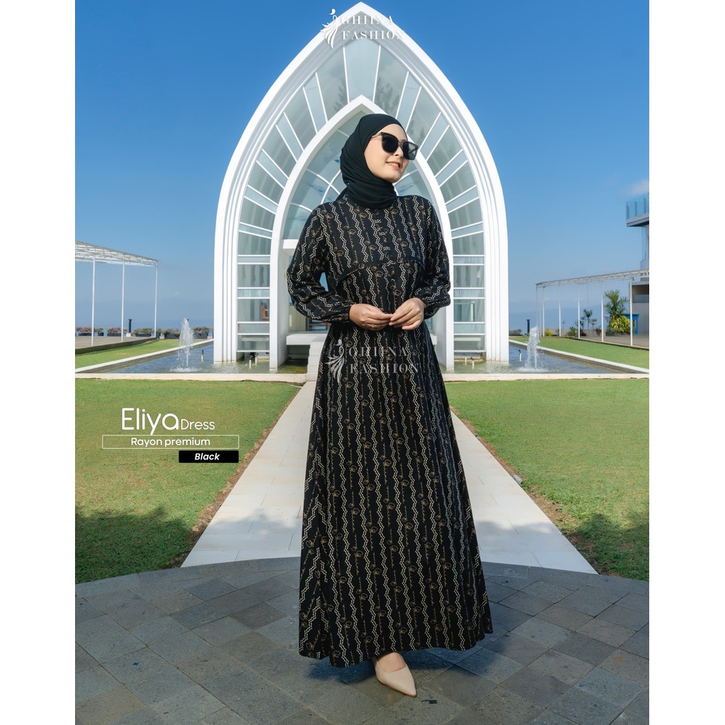 Ghiina Fashion Eliya Dress ผ้าเรยอน Premium Motif
