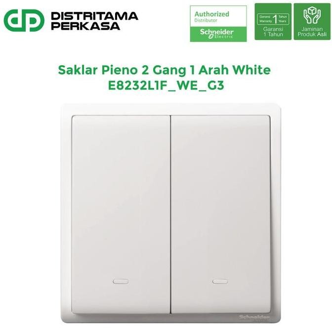 ใหม่ Schneider Pieno 2 Gang 1 Way Switch สีขาว E8232L1F_WE_G3 - สวิตช์เดิม